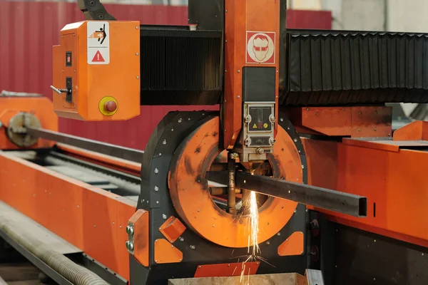 Parte Máquina Industrial Trabajo Línea Automática Dentro Del Taller Planta — Foto de Stock