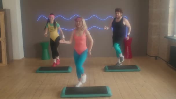 Girl in 80s Aerobic Outfit, Stock Video