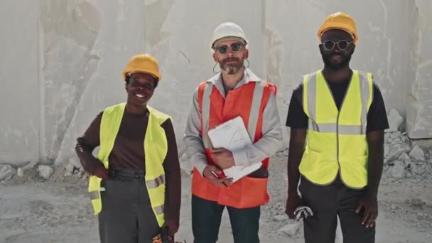Group Successful Ethnically Diverse Men Woman Working Together Marble Quarry — Stock Video
