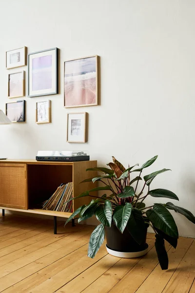 Part Openspace Office Record Player Console Table Standing Wall Pictures — Stock Photo, Image
