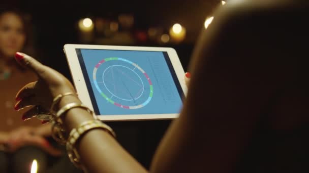 Dijital Tablet Ekranında Kadın Müşteriyle Doğum Çizelgesini Tartışan Bir Uzmanın — Stok video