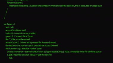 Bilgisayar ekranında görünen yeşil kod metninin CGI videosu, hacker saldırısı veya kodlama süreci tasarımı