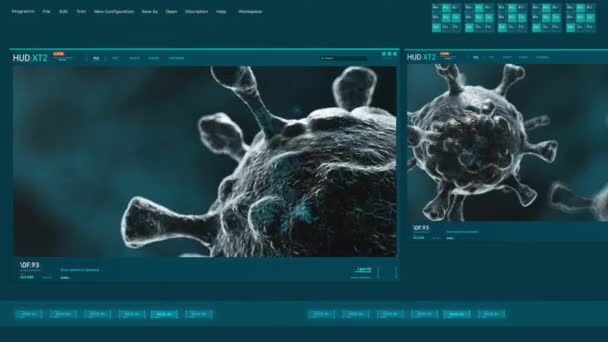 Modern Bilgisayar Programının Cgi Coronavirus Boyutlu Görüntüleriyle Arayüz Tıbbi Araştırma — Stok video