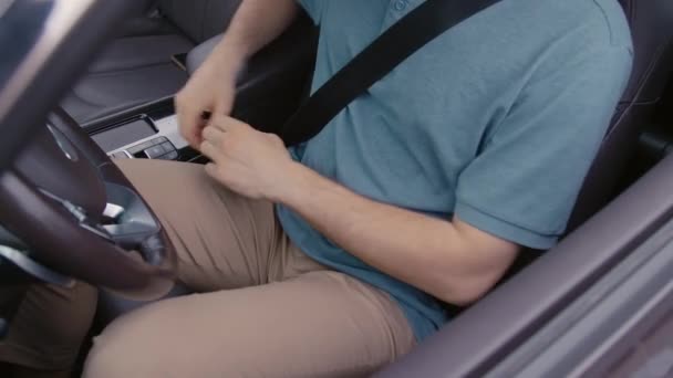 Fotografiere Medie Centurii Siguranță Șoferului Nerecunoscută Mașină — Videoclip de stoc
