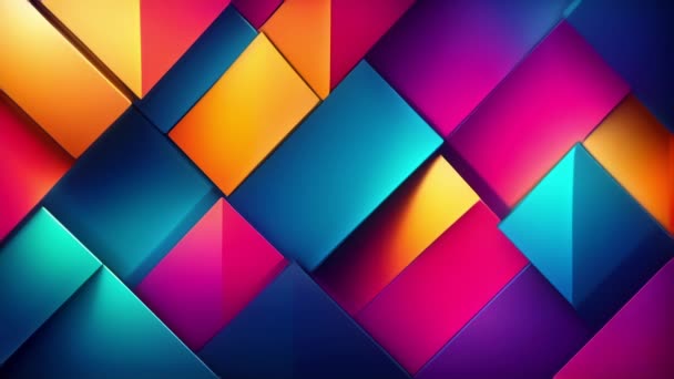 Seamless Loop Geometric Abstract Background Multiple Bright Rectangles Triangles — Stock Video