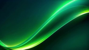 Soyut neon ışığın kusursuz döngüsü geniş, parlak yeşil dalga yavaşça koyu yeşil arkaplanda yüzüyor.