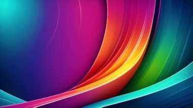 Çoklu 3D kıvrımlı çizgilerin kusursuz döngüsü yavaş yavaş renkli arkaplan üzerinde hareket ediyor