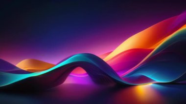 Soyut 3D parlak dalgaların kusursuz döngüsü gradyan arkaplanda sorunsuzca yüzüyor