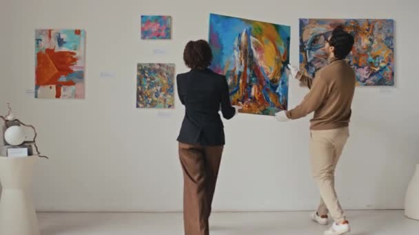 Plan Verrouillage Complet Jeunes Ouvrières Afro Américaines Arabes Musées Art — Video