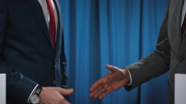 Medium Close Shot Midsection Hands Anonymous Diverse Male Politicians Formal — Stock Video