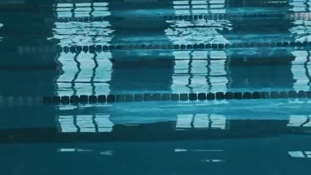 Turkuaz Suyun Yüzeyine Yansıyan Yüksek Pencerelerden Gündüz Vakti Yüzme Havuzunda — Stok video