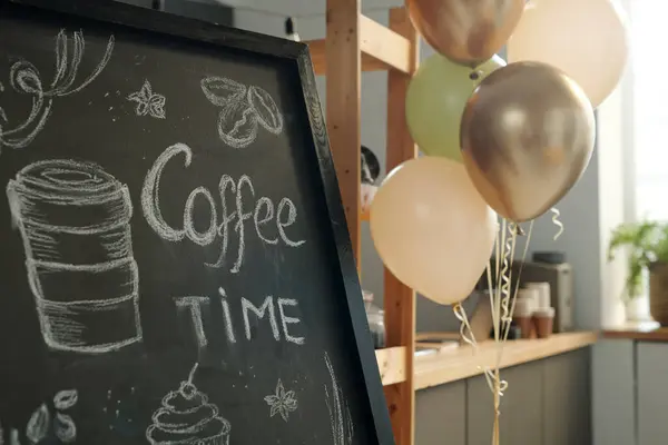 Blackboard Advert Offer Presented Cup Coffee Drawn White Chalk Bunch Royalty Free Stock Images