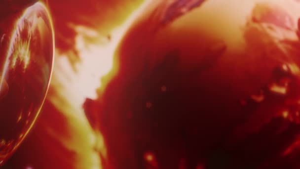 Боковой Панорамный Снимок Кавказского Астронавта Космическом Шлеме Наблюдающего Завораживающий Красноватый — стоковое видео