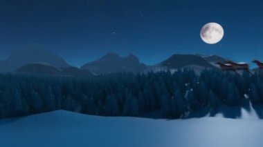 Noel Baba 'nın CGI' ı Ren geyiği kızağıyla gökyüzünde karlı orman ve aile evinin üzerinde uçuyor. Yeni yıl ağacı ve kardan adamla birlikte. Sihirli ateş bacaya giriyor, pencereleri yakıyor, havai fişekler patlıyor.