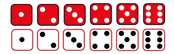 骰子游戏图标设置在白色背景 图标游戏设计 平面插图 赌场概念 随机符号 运气标志 简单设计 — 图库矢量图片