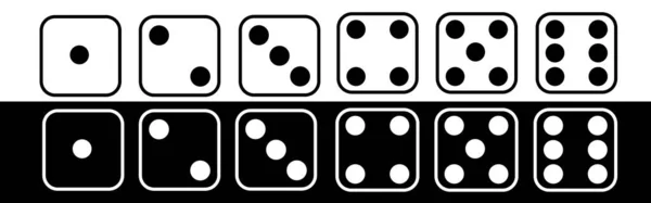 Würfelspiel Spielwürfel Auf Weißem Und Schwarzem Hintergrund Knochen Flacher Und — Stockvektor