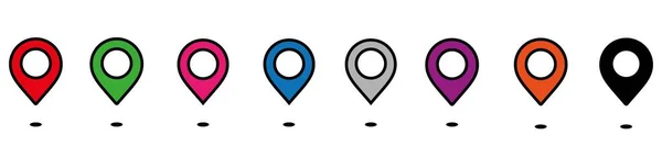 Színes Térkép Mutató Készlet Térkép Kitűzők Filctollak Helymeghatározó Ikonok Térképhez — Stock Vector