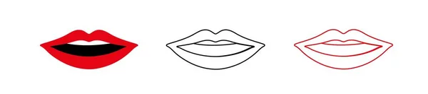 Icona Vettoriale Labbra Bacio Segno Illustrazione Simbolo Della Donna Logo — Vettoriale Stock