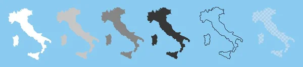 Itália Mapa Preto Italiano Fronteira Estado País Transparente Isolado Variações — Vetor de Stock