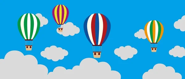 Globos Nubes Aire Caliente — Vector de stock