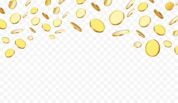Заробіток Золотих Грошей Дощ Золоті Монети Мільйонів Доларів Приз Лотереї — стоковий вектор