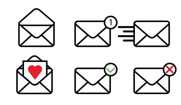 Vektor Ikony Zprávy Nastaven Balíček Pro Ilustraci Ikon Mailové Obálky — Stockový vektor
