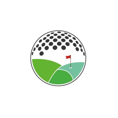 Golf bayrağı turnuva logosu şablonu
