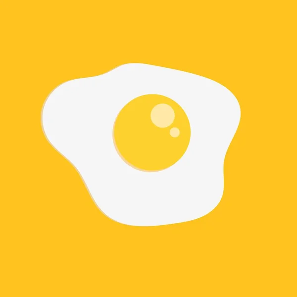 Жареное Яйцо Изолировано Желтом Фоне Жареное Яйцо Плоская Икона Значок — стоковый вектор