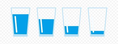 Düz ikon setinin dolu ve boş bardağı, tek renk, özet ve dolgu