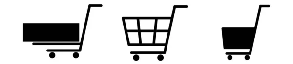 ショッピングカートのアイコンセット 完全かつ空のショッピングカートのシンボル ショップと販売 ベクトルイラスト — ストックベクタ
