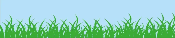 青色の背景に緑の草 — ストックベクタ