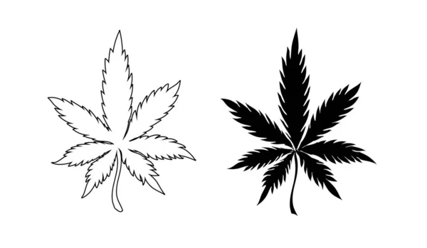Cannabis Marijuana Hemp Leaf Flat Icon Apps Websites — Stock Vector