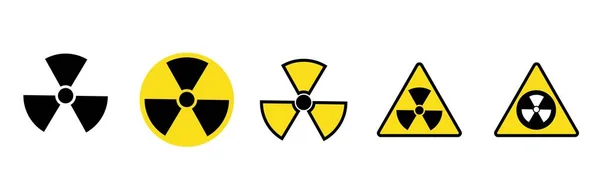 Objawy Zagrożenia Promieniowaniem Promieniowanie Okrągłe Trójkątne Znaki Alarm Zagrożenia Radioaktywnego — Wektor stockowy