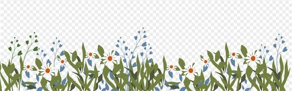 Λουλούδια Και Πράσινο Γρασίδι — Διανυσματικό Αρχείο