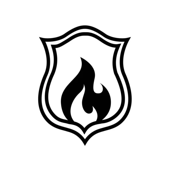 Fire Shield Icon Design Grafic Plat — Vector de stoc