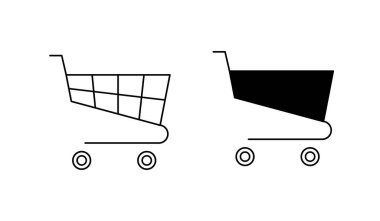 Tam ve boş bir alışveriş arabası sembol dükkanı ve satış simgesi