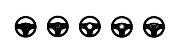 Набір Векторних Піктограм Керма Значок Колеса Автомобіля Керування Автомобілем — стоковий вектор