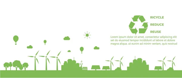 Smart Ecology City Ecology Life Vector Banner Illustration — Stockvektor