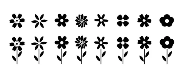 Квіти Набір Піктограм Квіти Ізольовані Білому Тлі Квіти Сучасні Прості — стоковий вектор
