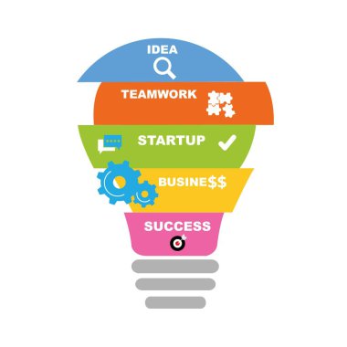 İş verileri görselleştirme, bilgi grafikleri. Grafikleri kullanarak elementlerin sürecinin şeması, dört aşamalı bir lamba, sayılar, seçenekler, parçalar. İş vektörü