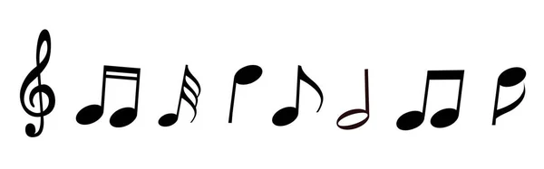 Müzik Notaları Ayarlandı Beyaz Arkaplanda Siyah Notlar Sembolü — Stok Vektör