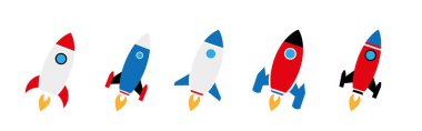 Roket simgeleri ayarlandı. Uzay gemisi başlatma simgesi.