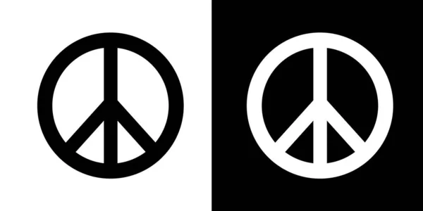 一组不同厚度的和平迹象 和平符号 和平象形文字被白色背景隔离 世界裁军反战运动的国际象征 — 图库矢量图片