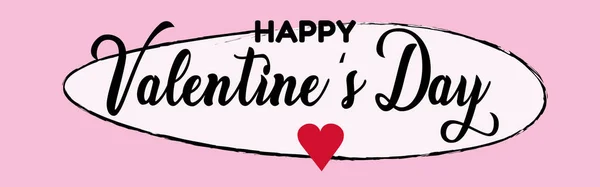 Lettrage Happy Valentines Banner Rose Modèle Carte Voeux Saint Valentin — Image vectorielle