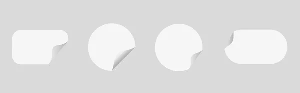 Настоящие Бумажные Наклейки Белый Клей Круглые Прямоугольные Ценники Пустой Складной — стоковый вектор