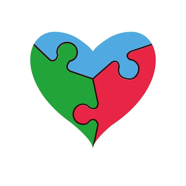 Puzzle Herzformen Puzzleteile Valentinstag Symbol — Stockvektor