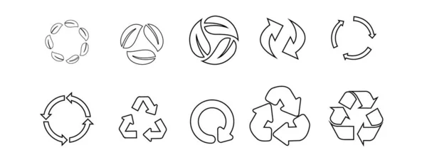 Recycle Icon Set Line Version Vector Eps10 — Stock Vector