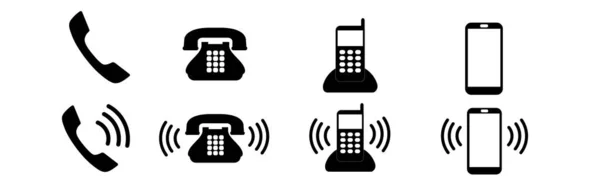Κουδούνισμα Τηλέφωνο Απλό Σύνολο Εικονιδίων Χτυπάει Κινητό Τηλεφωνικό Σήμα Διάνυσμα — Διανυσματικό Αρχείο