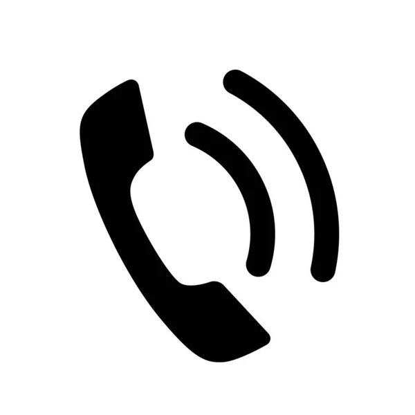 Eenvoudige Zwarte Telefoon Oproep Symbool Geïsoleerd Witte Achtergrond — Stockvector