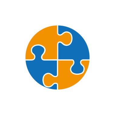 Bulmaca logo tasarım vektörü, beyaz arkaplan üzerinde